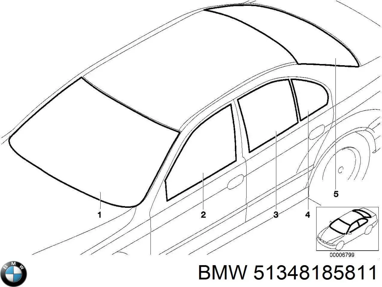 Скло задньої двері лівої BMW 51348185811 ціна, від 38.00 USD