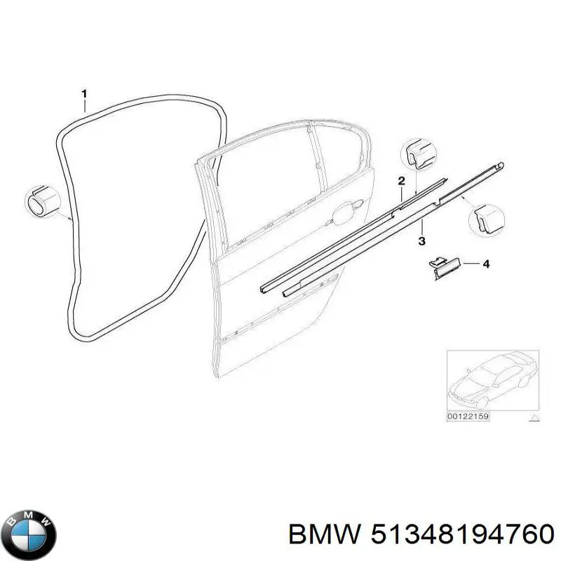 51348194760 BMW молдинг опускного скла нижній, двері задньої, правої