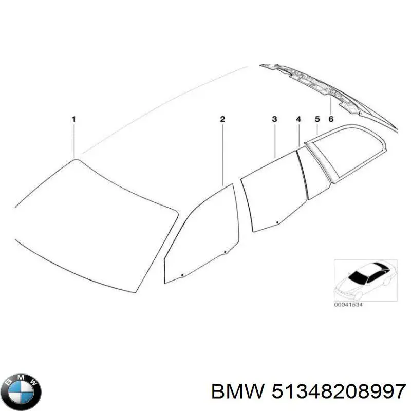 Купити 51348208997 BMW Скло задньої двері лівої