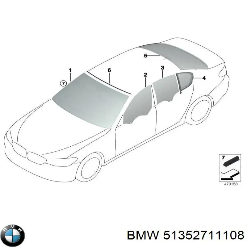 Купити 7381348 BMW Кватирка двері трикутник, задня, права