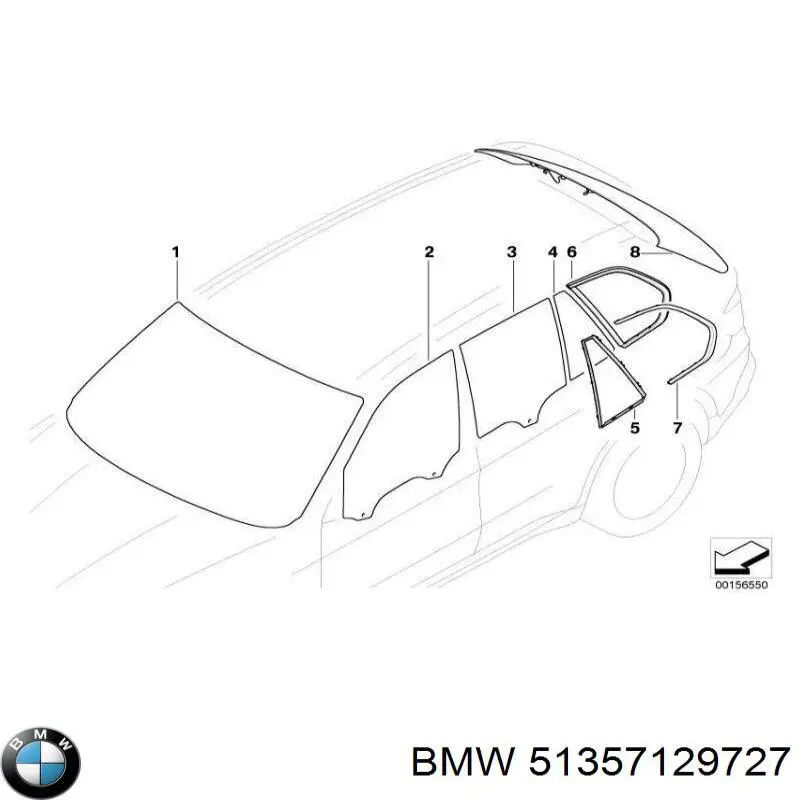 Скло-кватирка двері, задньої, лівої на BMW X5 (E70)