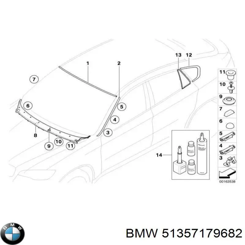 51357179682 BMW Скло кутове дверей задніх