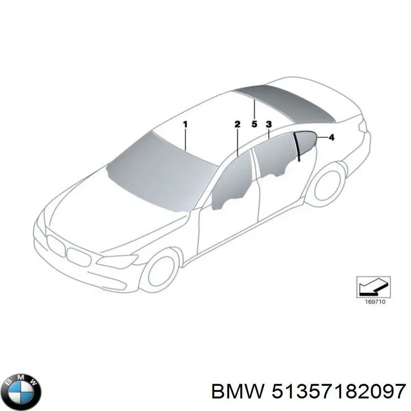 Скло задньої двері лівої 51357182097 BMW