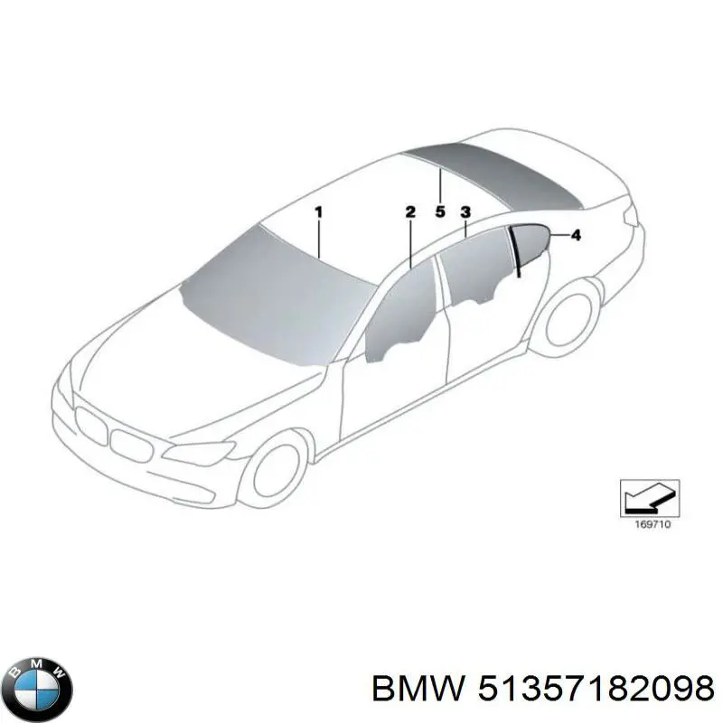 Скло задньої двері правої 51357182098 BMW