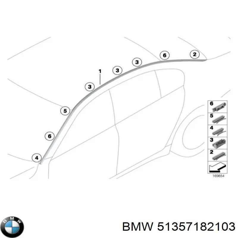 51357182103 BMW Скло задніх дверей, лівих