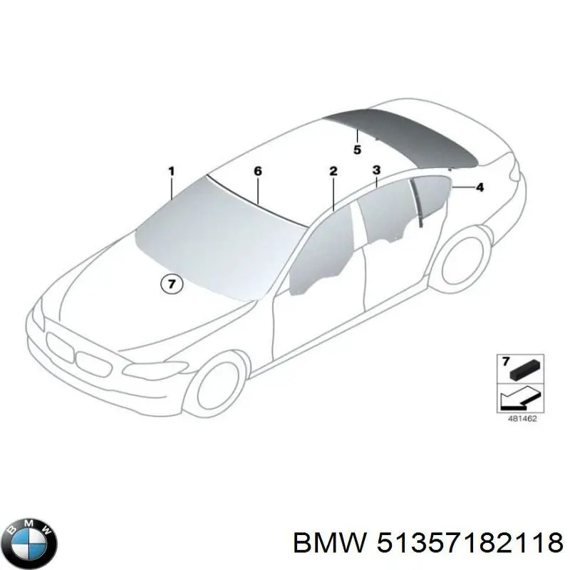 Скло задніх дверей, правих на BMW 5 (F10)