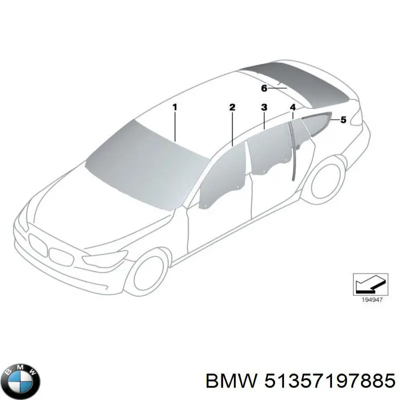 Скло-кватирка двері, задній, лівою BMW 51357197885 ціна, від 28.22 USD