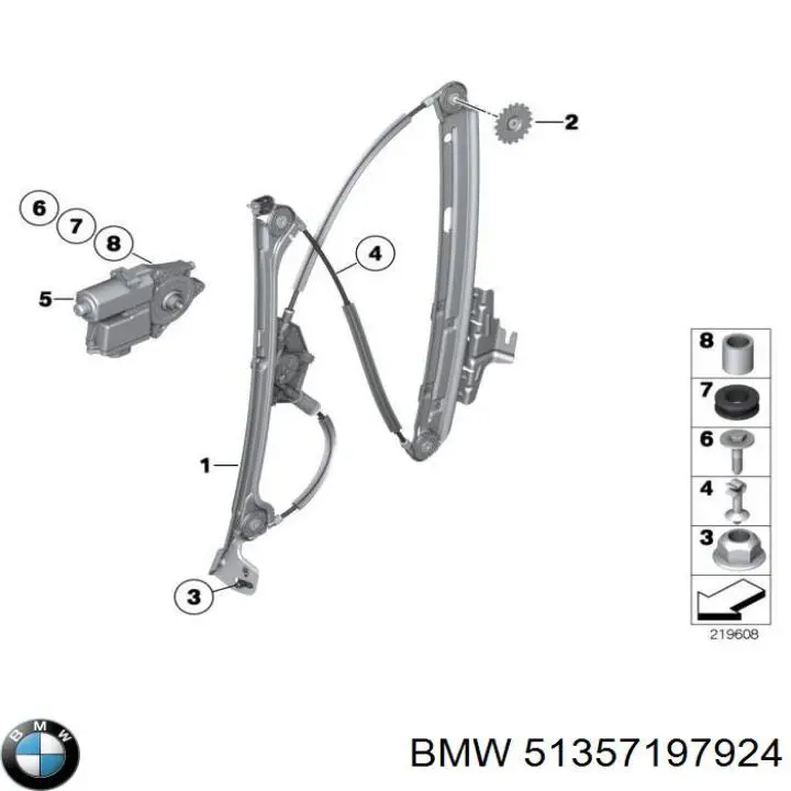 Механізм склопідйомника двері задньої, правої BMW 51357197924 ціна, від 63.35 USD