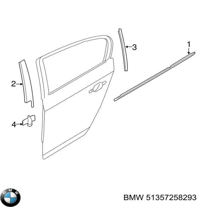 Молдинг опускного скла нижній, двері задньої, лівої BMW 51357258293 ціна, від 10.12 USD