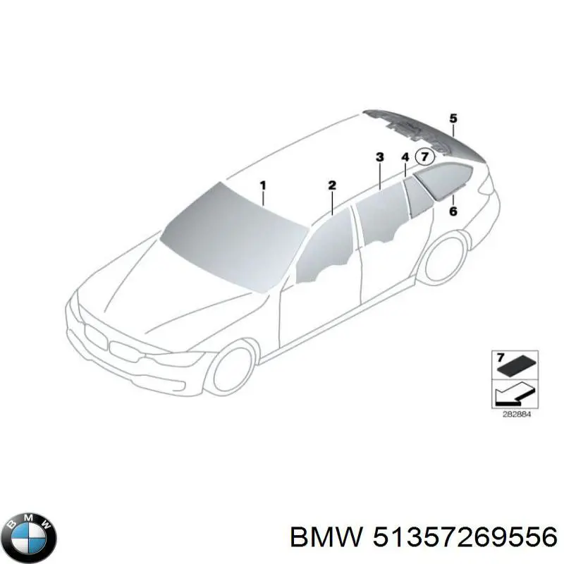 51357269556 BMW Скло кутове дверей задніх