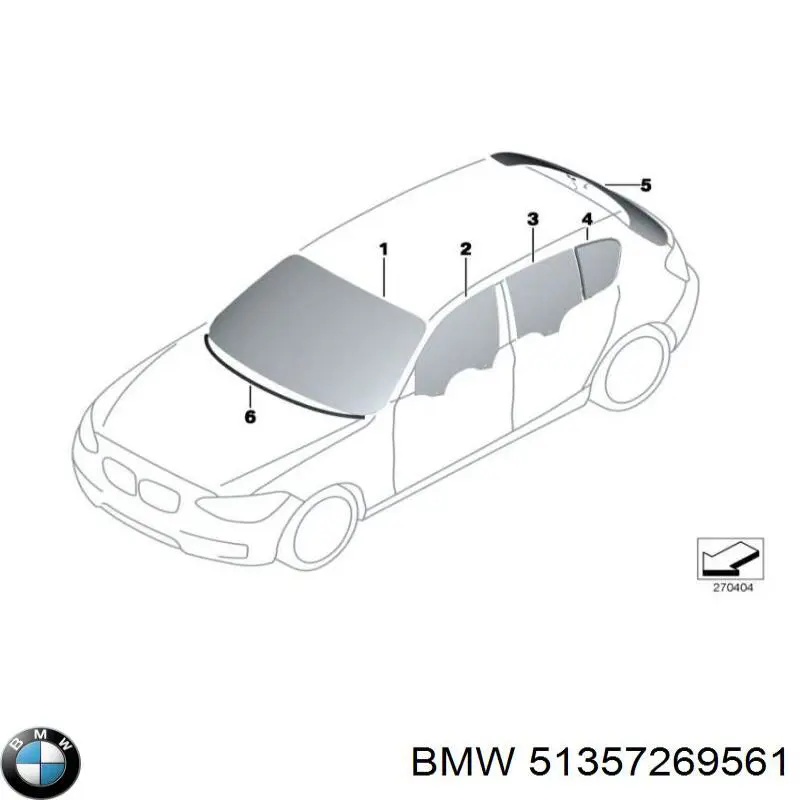 Скло-кватирка двері, задньої, лівої BMW 51357269561 ціна, від 121.94 USD