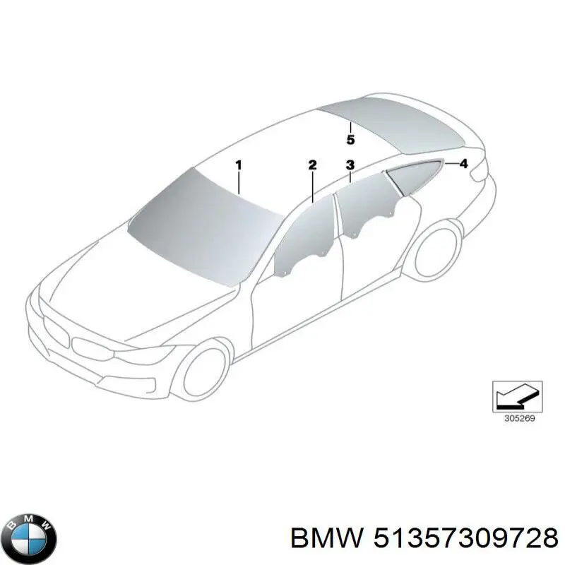 51357309728 BMW Скло задньої двері правої