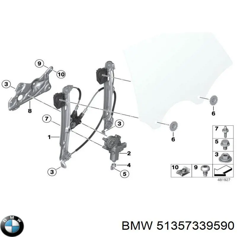 Механізм склопідйомника двері задньої, правої BMW 51357339590 ціна, від 75.99 USD