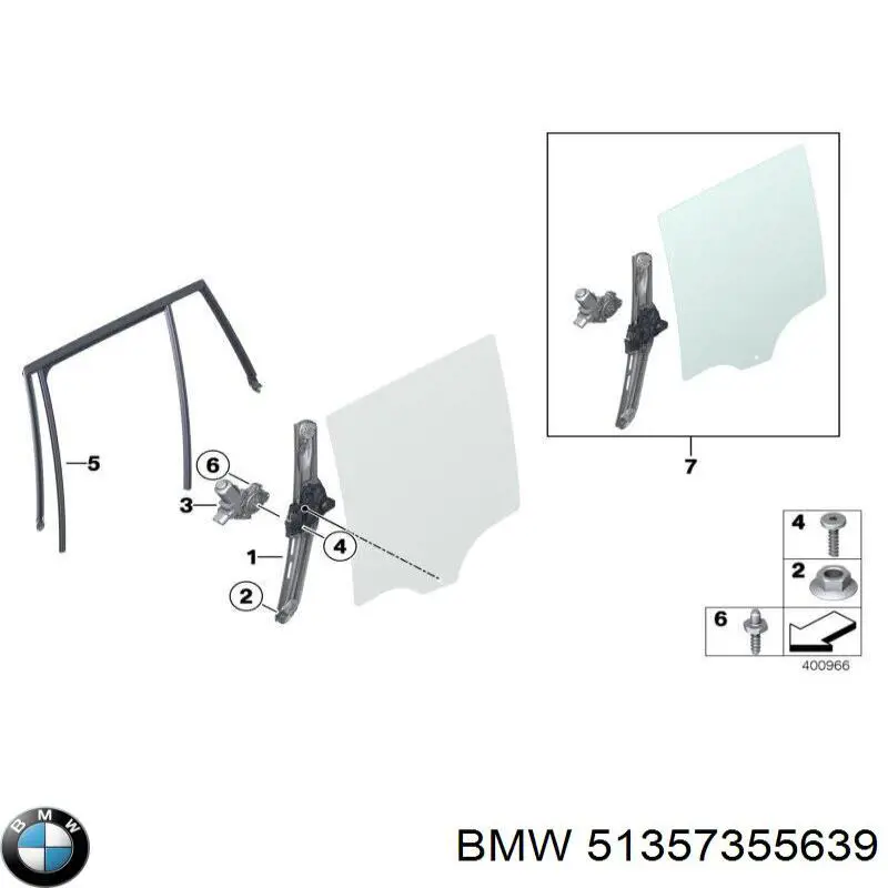 51357355639 BMW Механізм стеклопод'емника двері задньої, лівої