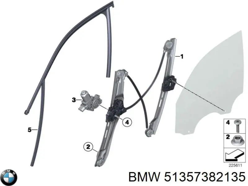 Купити 51357382135 BMW Механізм стеклопідйомника водійських дверей