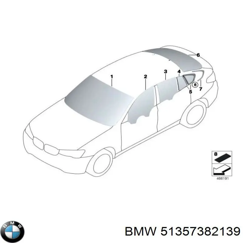 Скло задньої двері лівої BMW 51357382139 ціна, від 21.08 USD