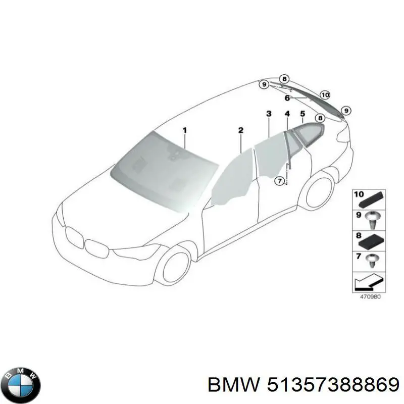 51357388869 BMW Скло заднє ліве