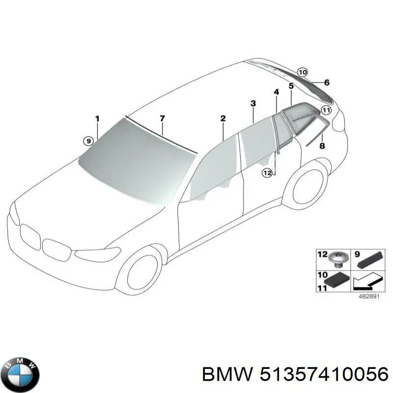 51357410056 BMW Скло-кватирка двері, задній, правій