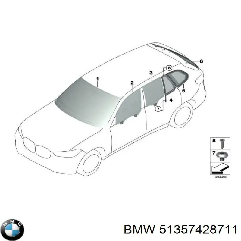 51357428711 BMW Кватирка дверей трикутник, задньої, лівої