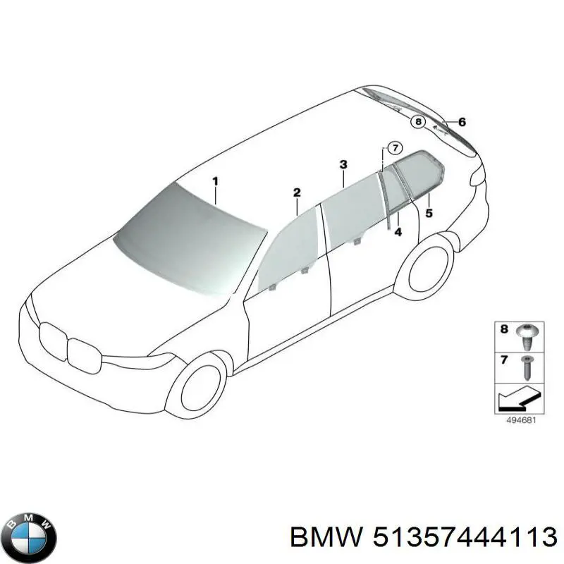 51357444113 BMW Кватирка дверей трикутник, задньої, лівої