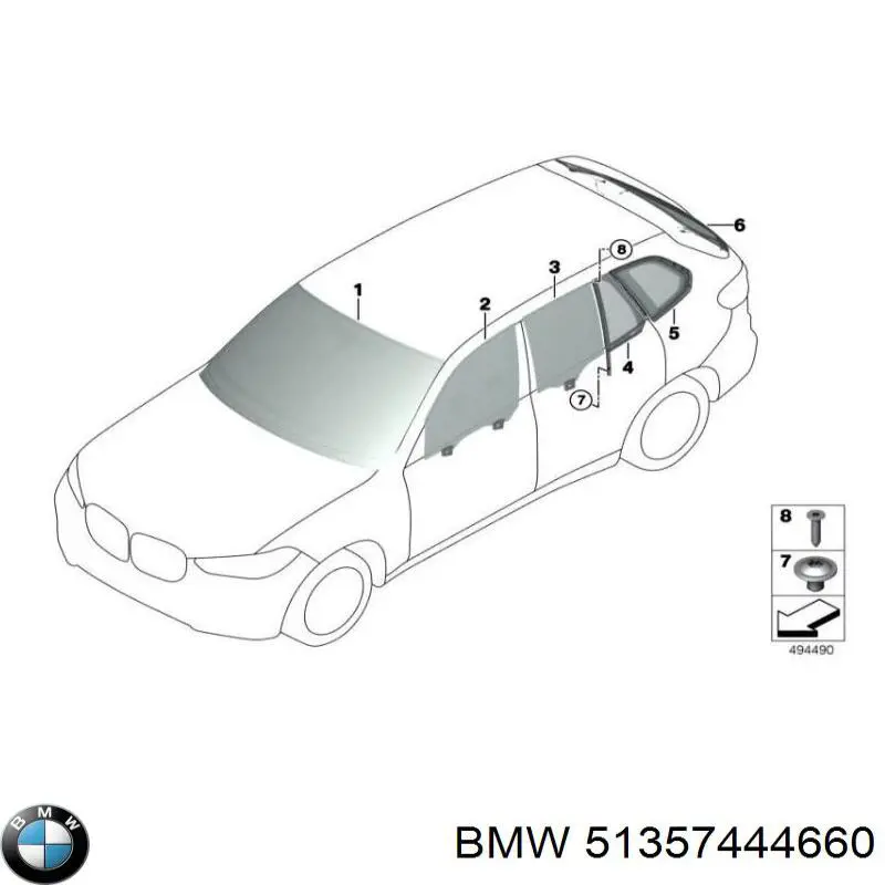 51357444660 BMW Вікно задніх дверей