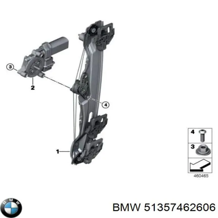 51357462606 BMW Склопідйомник задніх правих дверей