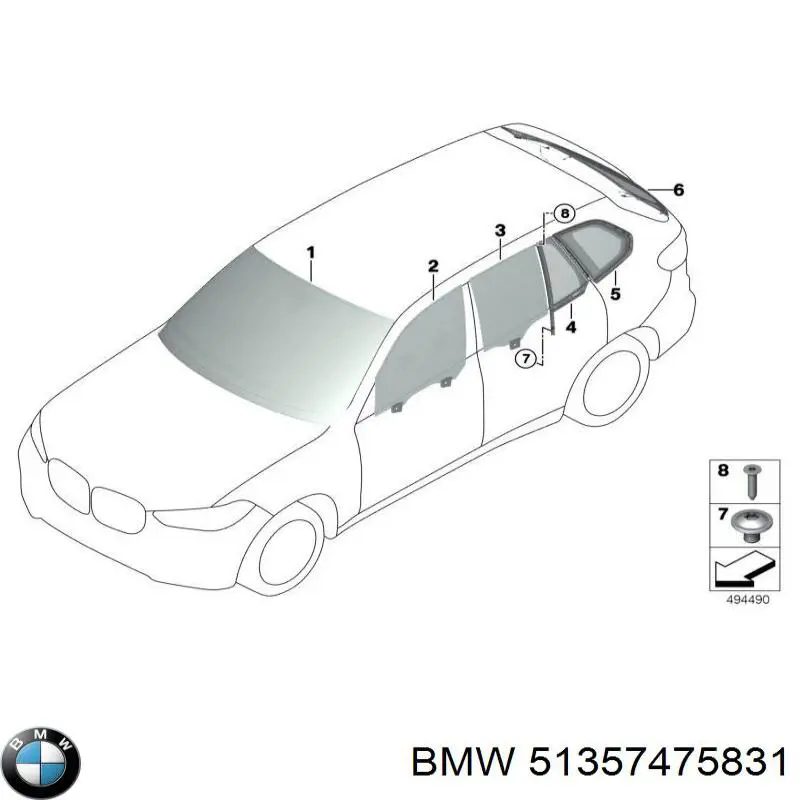 51357475831 BMW Скло заднє ліве