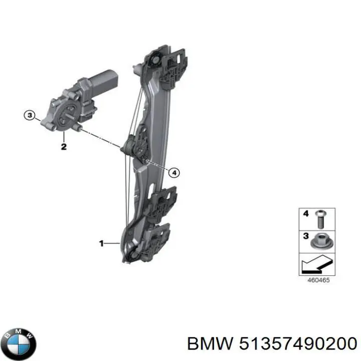 51357490200 BMW Склопідйомник задніх правих дверей