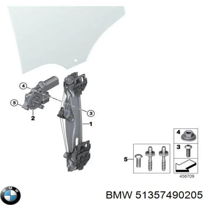 Механізм склопідйомника двері задньої, лівої BMW 51357490205 ціна, від 51.92 USD