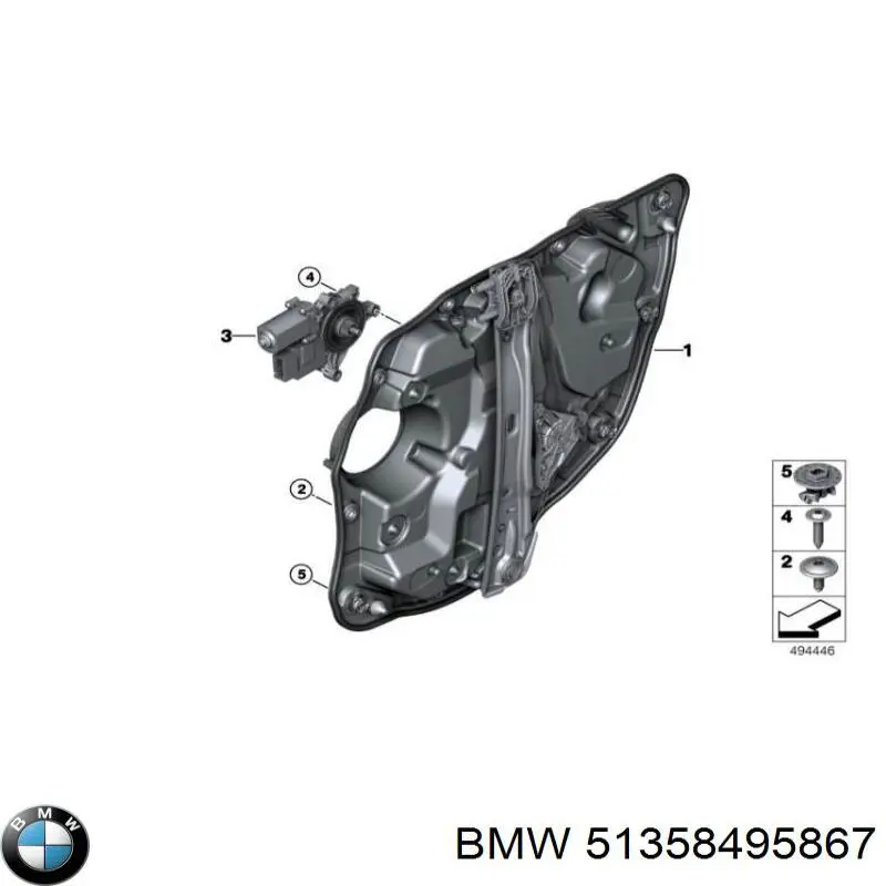 51358495867 BMW Моторчик склопідйомника двері задніх, лівих