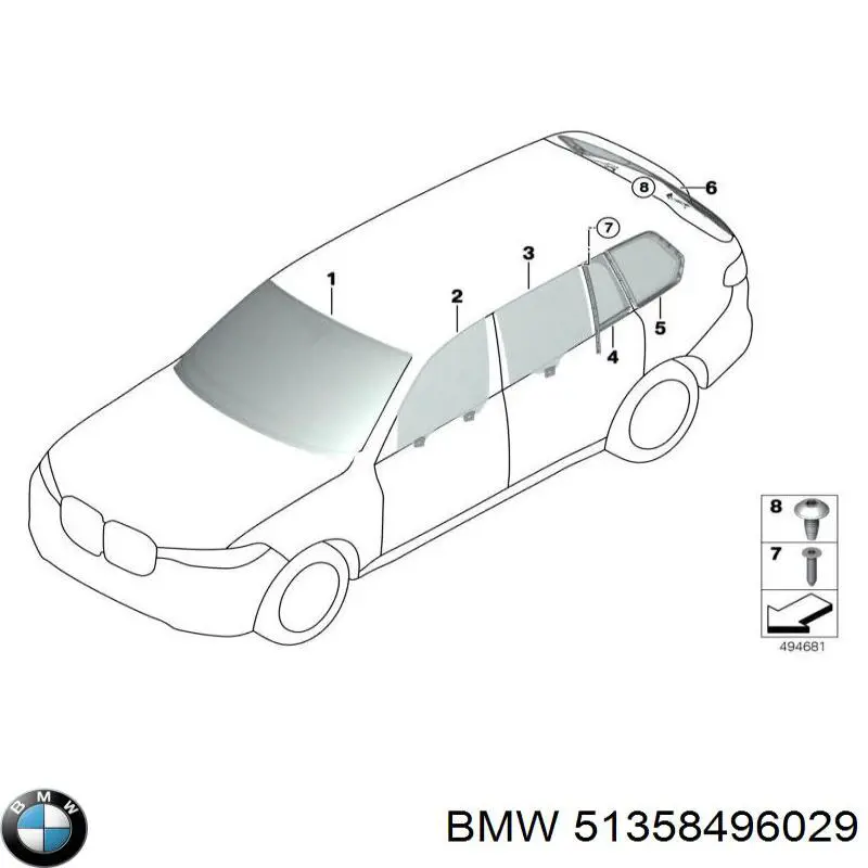 Скло задньої двері лівої BMW 51358496029 ціна, від 216.65 USD