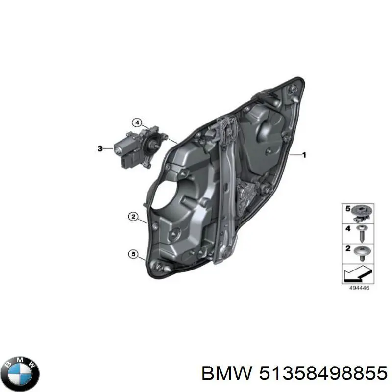 51358498855 BMW Склопідйомник задніх лівих дверей