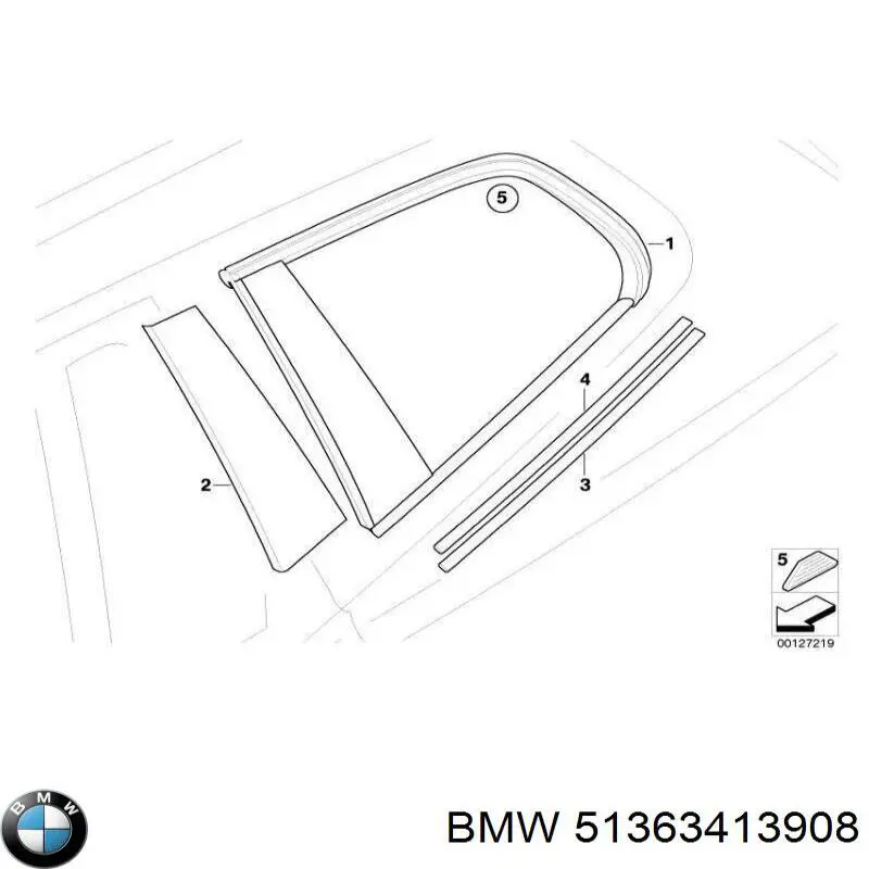 Скло багажного відсіку, праве BMW 51363413908 ціна, від 30.41 USD