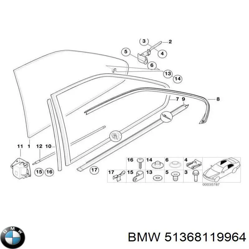 51368119964 BMW Заглушка, решітка протитуманних фар бампера переднього, права