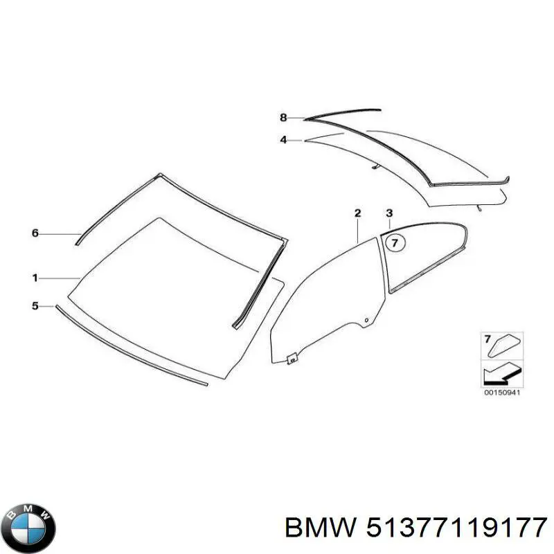 51377119177 BMW Скло багажного відсіку, ліве