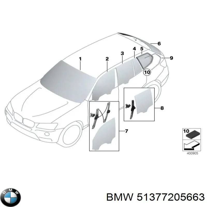 51377205663 BMW Скло багажного відсіку, ліве