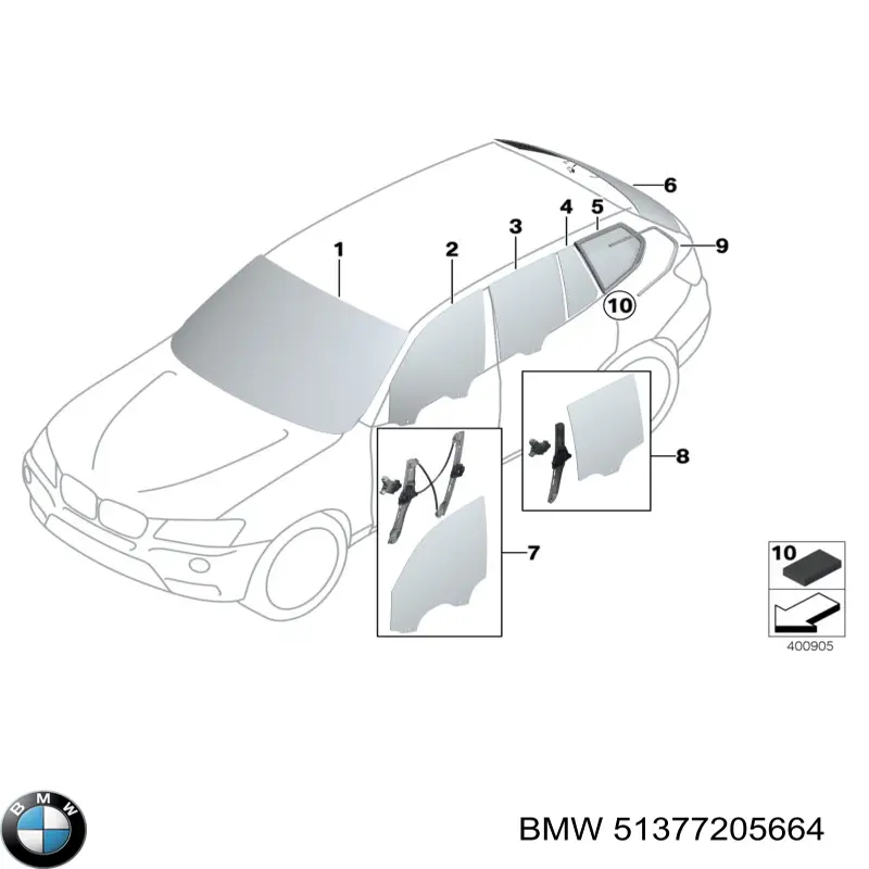 51377205664 BMW Скло багажного відсіку, праве