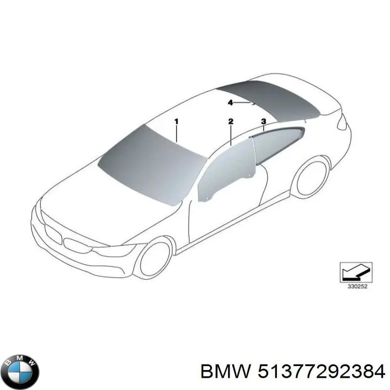 51377433346 BMW Скло задньої двері правої