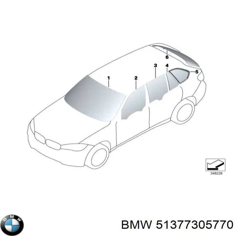 51377305770 BMW Скло кузова/багажного відсіку, праве