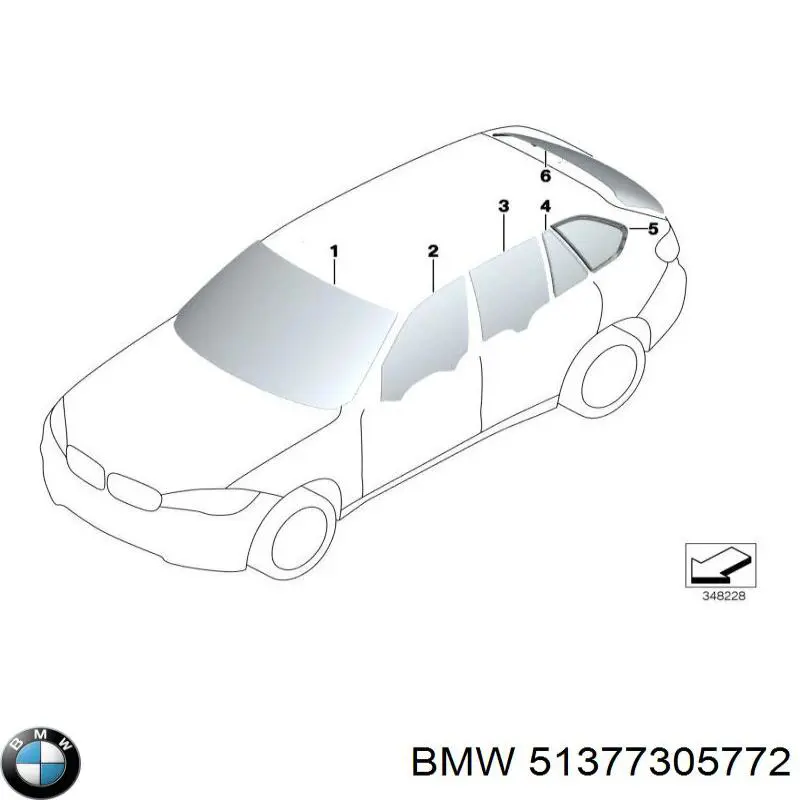 Скло багажного відсіку, праве BMW 51377305772 ціна, від 55.53 USD