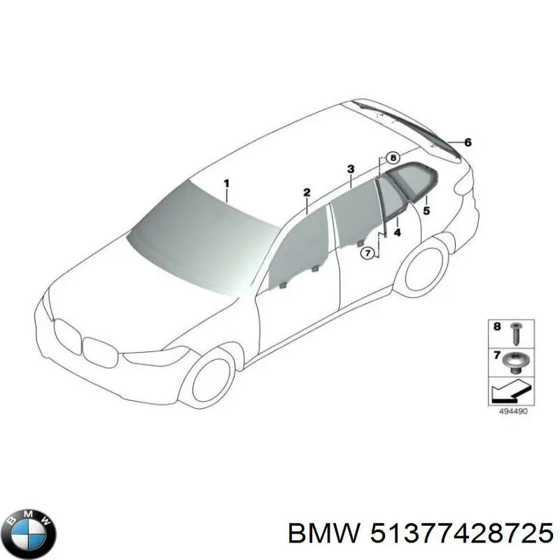 Скло багажника, ліве BMW 51377428725 ціна, від 242.78 USD