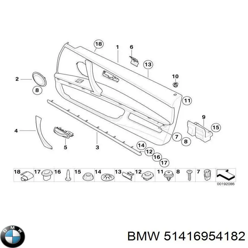 51416954182 BMW облицювання внутрішньої ручки дверей, передньої, правої