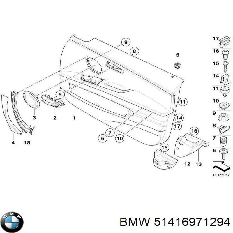 Облицювання внутрішньої ручки дверей, передньої, правої на BMW 3 (E90)