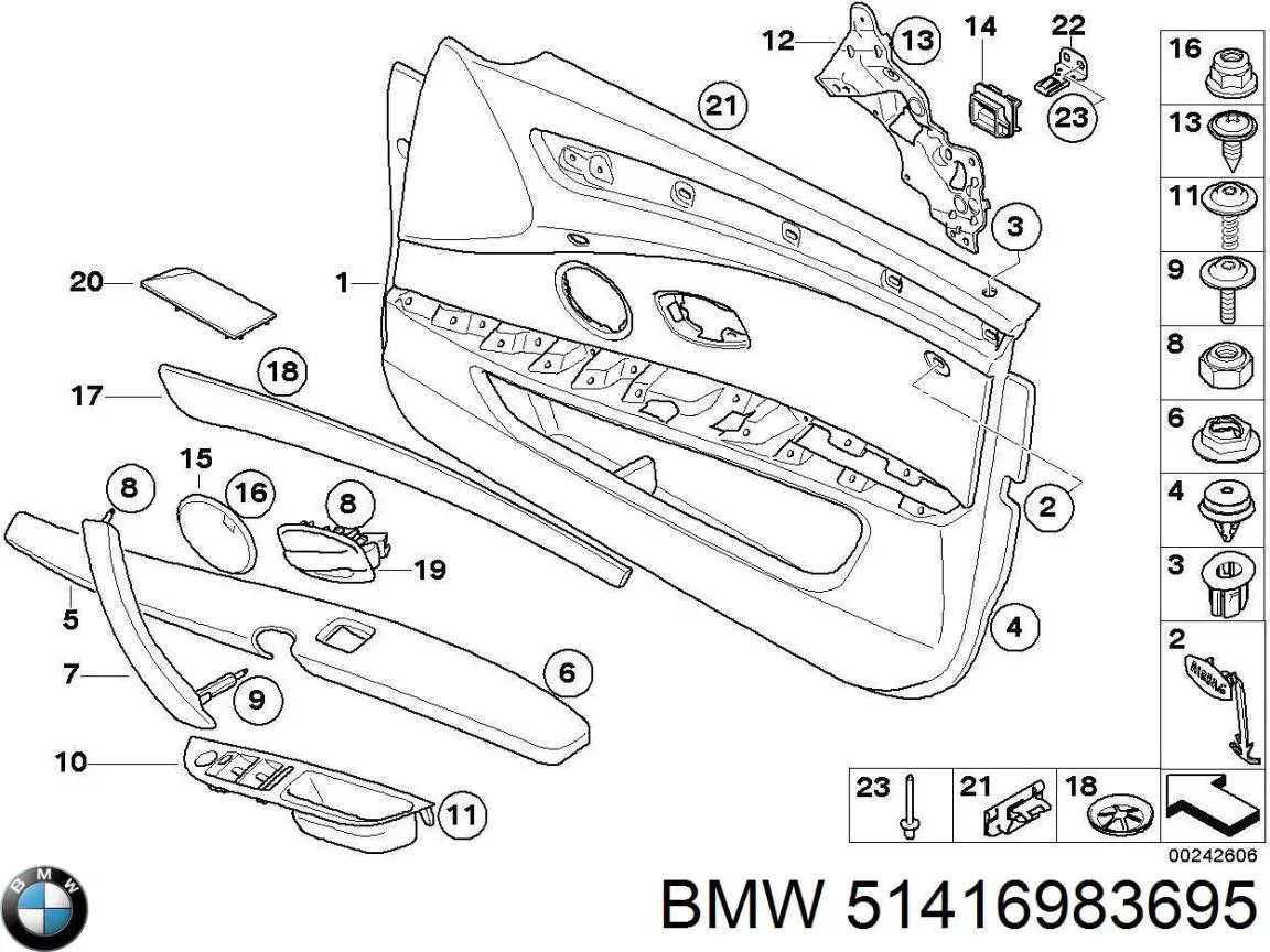 51416983695 BMW Ручка передніх дверей, зовнішня