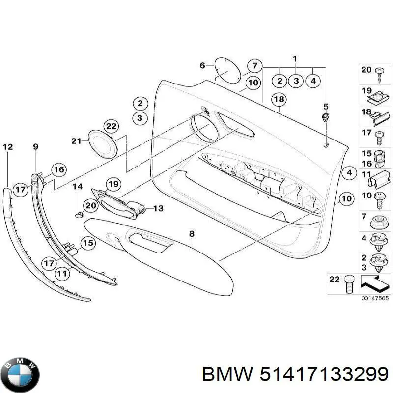 Картка задніх лівих дверей на BMW 1 (E81, E87)