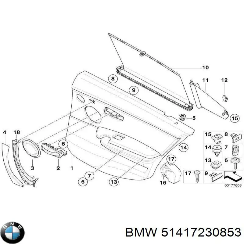 Купити 51417230853 BMW Тримач внутрішньої ручки дверей передньої лівої
