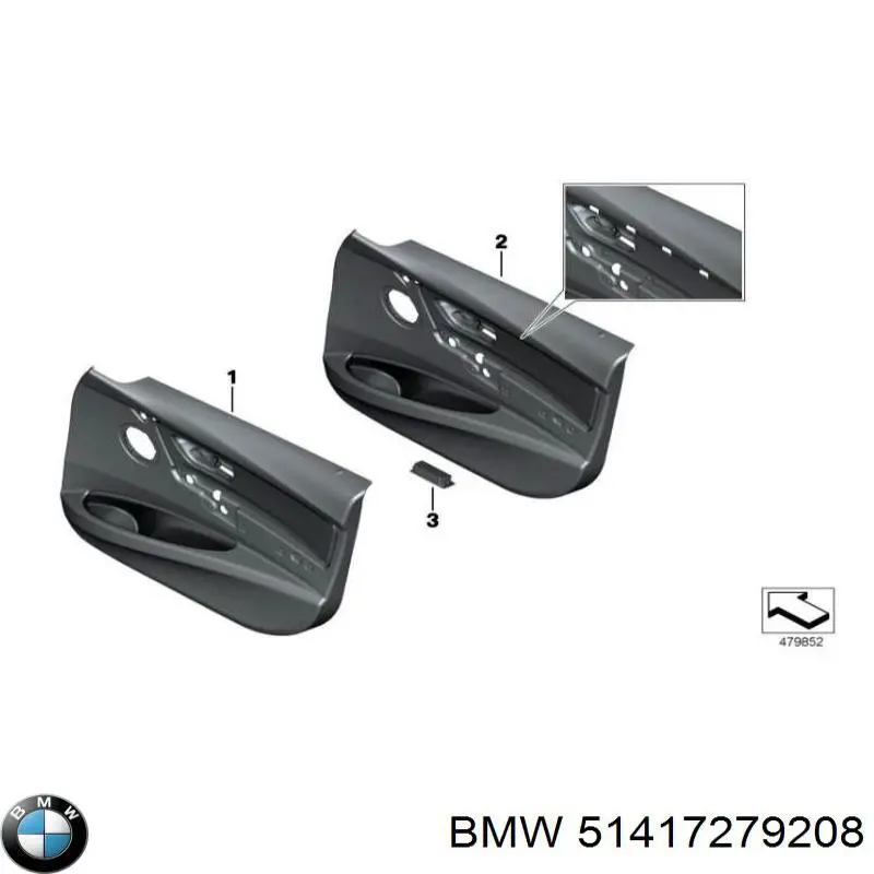 Обшивка-облицювання передньої двері, правою, внутрішня BMW 51417279208 ціна, від 66.30 USD