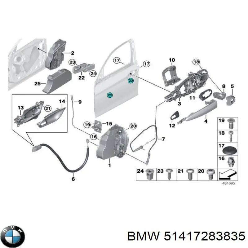 51417283835 BMW Панель-накладка блока керування склопідйомника, передній правий
