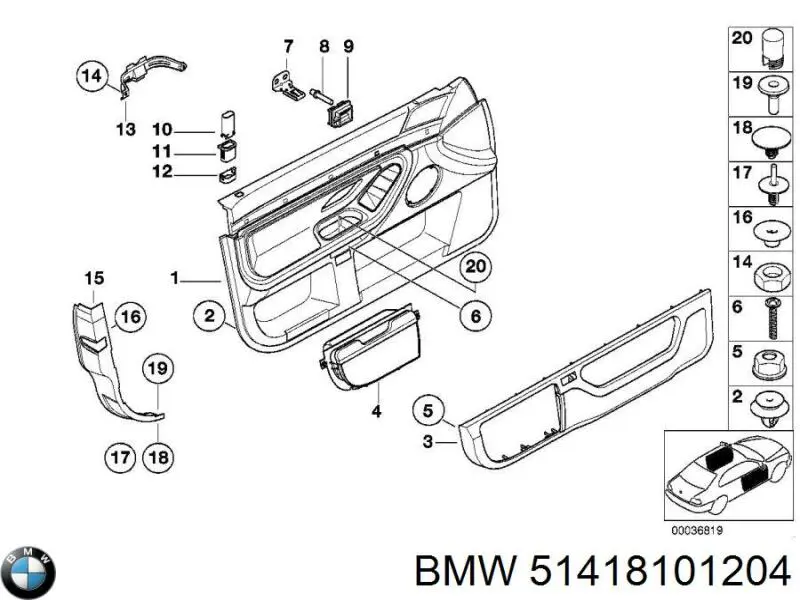 51418101204 BMW пістон (кліп кріплення накладок порогів)