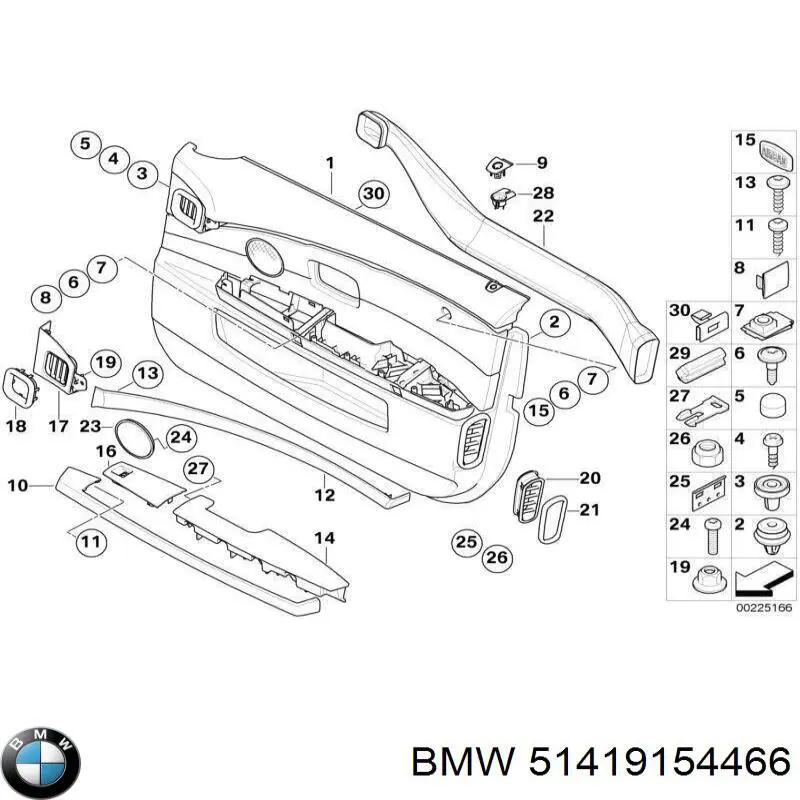  Обшивка-облицювання передньої двері, правою, внутрішня BMW 7 